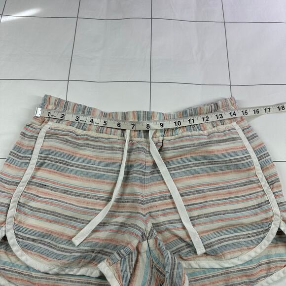 Athleta Shorts Womens 4 Cream Multi Striped Jacquard Sandbar Linen Beach Casual - Picture 7 of 11